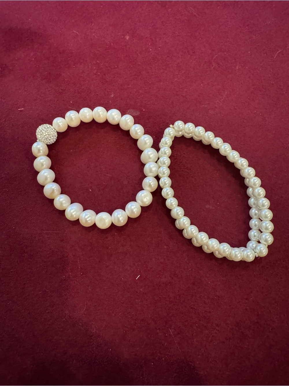 Classic Pearl Stretch Bracelet - Cream Pearls (Set of 2)